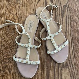 Valentino white sandals with rock studs. Worn! 8.5